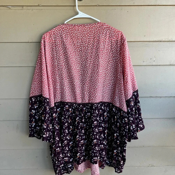 Boho Mixed Media Bell Sleeve Blouse - Size 3x - Picture 5 of 5